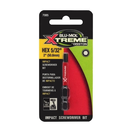 Blu-Mol Xtreme Blu-Mol Xtreme Hex 5/32 in. X 2 in. L Screwdriver Bit S2 Tool Steel 1 pc E0217085